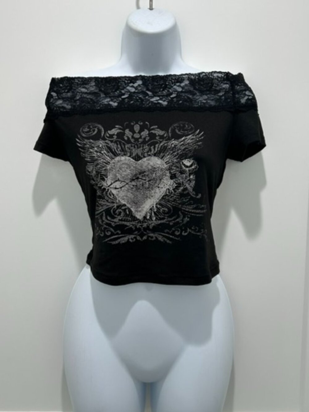 Black square neck off the shoulder top